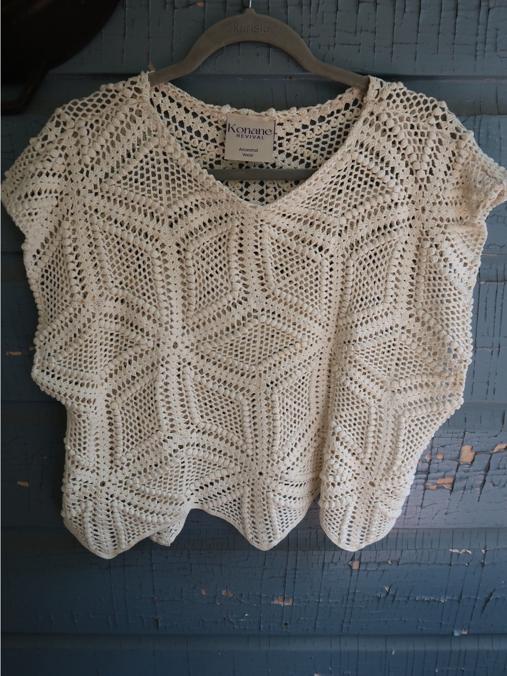 Cream Crochet Knit Top